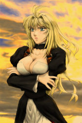 Rule 34 | 00s, blonde hair, blue eyes, breasts, cleavage, crossed arms, k.x., large breasts, long hair, sekirei, tsukiumi