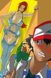 Rule 34 | 1boy, 1girl, aarokira, absurdres, ash ketchum, black eyes, black hair, breasts, brown hair, creatures (company), delia ketchum, game freak, highres, incest, mother and son, nintendo, nipples, pokemon, pokemon (anime), pokemon (classic anime), pussy, text focus, uncensored