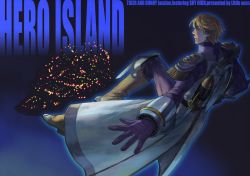 Rule 34 | 10s, 1boy, asami you, blonde hair, blue eyes, boots, christmas tree, epaulettes, glowing, gradient background, jetpack, keith goodman, male focus, power suit, short hair, sky high (tiger &amp; bunny), solo, superhero costume, tiger &amp; bunny