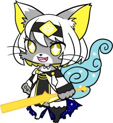 Rule 34 | cat, cat busters, furry, highres, open mouth, parody, short hair, style parody, tai tai kun, white hair, yellow eyes