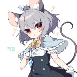 Rule 34 | +++, + +, 1girl, ^^^, animal, animal ears, animal on head, bow, bowtie, capelet, commentary request, doyagao, glint, gloves, grey hair, hair between eyes, jewelry, kozakura (dictionary), lens flare, looking at viewer, mouse (animal), mouse ears, mouse girl, mouse tail, nazrin, on head, open mouth, pendant, red eyes, short hair, simple background, smug, sparkle, star (symbol), tail, touhou, white background, yellow bow, yellow bowtie