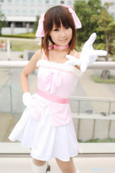 Rule 34 | amami haruka, cosplay, dress, gloves, hair ribbon, hiromichi, idolmaster, idolmaster (classic), photo (medium), ribbon