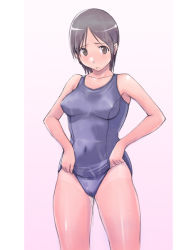 Rule 34 | 1girl, adjusting clothes, adjusting swimsuit, frontal wedgie, one-piece swimsuit, one-piece tan, original, school swimsuit, solo, swimsuit, takeda sun, tan, tanline, wedgie