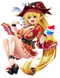 Rule 34 | 00s, 1girl, asahi, ass, bare legs, blonde hair, breasts, creature, female focus, hat, highres, huge breasts, lilith-soft, long hair, magical girl, magical girl lilith, shiny skin, smile, solo, taimanin (series), taimanin asagi, taimanin asagi kessen arena, witch hat