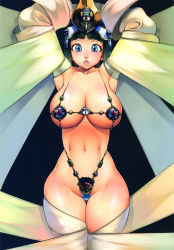 Rule 34 | 1girl, absurdres, ancient princess menace, armpits, arms up, black hair, blue eyes, breasts, cleavage, egyptian, egyptian clothes, f.s., highres, large breasts, looking at viewer, melona (queen's blade), menace (queen&#039;s blade), menace (queen's blade), navel, nose, parted lips, protean assassin melona, queen&#039;s blade, revealing clothes, short hair, solo, thick thighs, thighhighs, thighs, white thighhighs, wide hips
