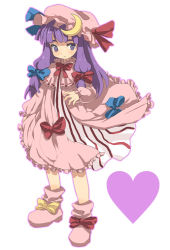 Rule 34 | 1girl, bad id, bad pixiv id, dadami, female focus, full body, hat, long hair, patchouli knowledge, purple hair, ribbon, simple background, solo, standing, touhou, white background
