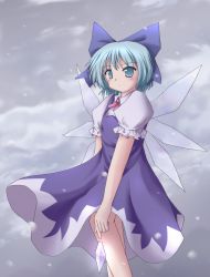 Rule 34 | 1girl, bow, cirno, female focus, lzh, perfect cherry blossom, snowing, solo, touhou