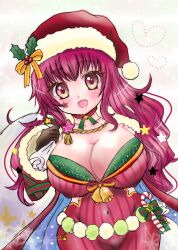 Rule 34 | 1girl, :d, absurdres, blue cape, bodysuit, breasts, candy, candy cane, cape, christmas, facial mark, fire emblem, fire emblem engage, fire emblem heroes, food, hair ornament, hat, highres, holding, holding sack, holly, holly hair ornament, large breasts, looking at viewer, mad-ace, multicolored cape, multicolored clothes, nintendo, official alternate costume, open mouth, red bodysuit, red cape, sack, santa hat, smile, solo, star (symbol), star facial mark, star hair ornament, star print, two-tone cape, yunaka (fire emblem), yunaka (fire emblem) (spirited envoy)
