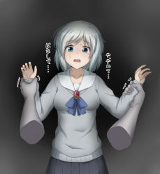 Rule 34 | blue eyes, bow, corpse party, corpse party 2, ito ayame, school uniform, serafuku, white hair