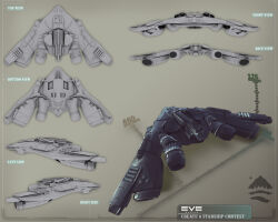 Rule 34 | 3d, absurdres, battlecruiser (eve online), commentary, concept art, copyright name, english text, eve online, from above, from behind, from below, from side, highres, larkbeef, logo, military, military vehicle, multiple views, no humans, original, science fiction, space ship, spacecraft, spaceship, thrusters, vehicle focus, zbrush (medium)