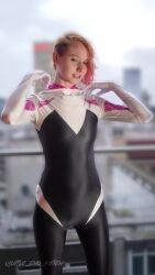 Rule 34 | 1girl, animated, anus, ass, audible music, breasts, cosplay, dyed hair, highres, leotard, lip piercing, little emo kitten, marvel, multicolored hair, nipples, photo (medium), piercing, presenting, pussy, short hair, side shave, small breasts, sound, spider-gwen, spider-gwen (cosplay), spider-man: across the spider-verse, spider-man: into the spider-verse, spider-man (series), spider-verse, sports bra, tagme, undressing, video
