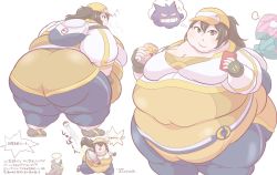 Rule 34 | 10s, 1girl, belly, breasts, creatures (company), fat, female focus, female protagonist (pokemon go), game freak, green eyes, hat, highres, large breasts, medium breasts, nintendo, obese, pokemon, pokemon go