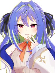Rule 34 | 1girl, absurdres, black ribbon, blue brooch, blue hair, bow, bowtie, breasts, brown shirt, coat, commentary request, fingernails, frilled sleeves, frills, green hair, hair intakes, hair ribbon, highres, hiyoku no crosspiece, long hair, long sleeves, looking at viewer, mole, mole under eye, multicolored hair, nanashi inc., open clothes, open coat, open mouth, orange bow, orange bowtie, pink eyes, ribbon, salmon231, shirt, simple background, small breasts, smile, solo, striped clothes, striped shirt, suzumi nemo, suzumi nemo (1st costume), two-tone hair, two side up, upper body, vertical-striped clothes, vertical-striped shirt, virtual youtuber, white background, white coat