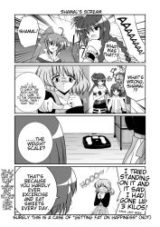 Rule 34 | 00s, 4girls, ahoge, braid, chair, closed eyes, comic, greyscale, hard-translated, indoors, long sleeves, lyrical nanoha, mahou shoujo lyrical nanoha, mahou shoujo lyrical nanoha a&#039;s, mikage takashi, monochrome, motion lines, multiple girls, no, open mouth, own hands together, ponytail, shamal, signum, sitting, sweater, talking, tears, third-party edit, translated, twin braids, vita (nanoha), wooden floor, yagami hayate