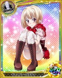 Rule 34 | 10s, 1boy, artist request, bishop (chess), blonde hair, blush, boots, card (medium), character name, chess piece, convenient leg, gasper vladi, high school dxd, hugging own legs, knee boots, male focus, official art, panties, pointy ears, red eyes, smile, solo, thighhighs, torn clothes, torn thighhighs, trading card, trap, underwear