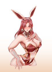 Rule 34 | 1girl, bare shoulders, blue eyes, breasts, cleavage, clock, clock earrings, dead or alive, dead or alive xtreme venus vacation, elise (doa), gloves, highres, large breasts, leotard, long hair, pink hair, playboy bunny, rabbit ears, rabbit tail, rou ge yu yun zhi, sleeveless