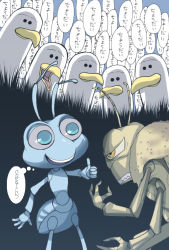 Rule 34 | a bug&#039;s life, ant, bird, blue eyes, brown eyes, bug, company connection, crossover, disney, finding nemo, flik (a bug&#039;s life), grasshopper, hopper (a bug&#039;s life), insect, no humans, pixar, seagull, text focus, translation request, ushiroashi5hon
