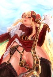 Rule 34 | 1girl, anal, anal object insertion, anus, black thighhighs, blonde hair, blush, bow, breasts, censored, chain, cinia pacifica, dildo, double penetration, dress, female masturbation, flower, frills, garter belt, garter straps, gloves, heart, leash, long hair, looking at viewer, masturbation, mightyhonk, mosaic censoring, multiple penetration, object insertion, outdoors, pink eyes, pussy, pussy juice, ribbon, rose, sex toy, smile, solo, sword girls, thighhighs, vaginal, vaginal object insertion, very long hair