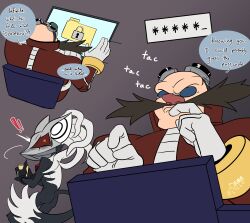 Rule 34 | 2boys, absurdres, dr. eggman, furry, highres, infinite (sonic), mask, multiple boys, sonic (series), surprised, tail, toodamncycle