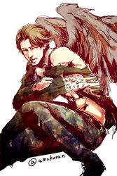 Rule 34 | 1boy, abs, bigbang, boots, camouflage, camouflage pants, daesung, feathered wings, k-pop, male focus, pants, solo, wings