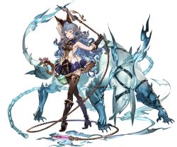 Rule 34 | 10s, 1girl, animal ears, black thighhighs, blue hair, boots, brown eyes, crossed legs, dress, erune, ferry (granblue fantasy), full body, gloves, granblue fantasy, holding, holding weapon, knee boots, long hair, looking at viewer, minaba hideo, monster, official art, open mouth, short dress, thighhighs, transparent background, watson cross, weapon, whip, zettai ryouiki