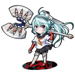 Rule 34 | 1girl, android, aqua hair, atlus, axe, battle axe, blue hair, blush, huge weapon, joints, knee pads, labrys (persona), long hair, maineko ruru, mainekoruru, miniskirt, persona, persona 4: the ultimate in mayonaka arena, pleated skirt, ponytail, red eyes, robot joints, school uniform, skirt, solo, very long hair, weapon