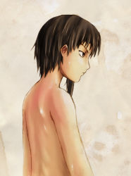 Rule 34 | 1990s (style), 1girl, 2nd, asymmetrical hair, back, brown eyes, brown hair, from side, iwakura lain, nude, retro artstyle, serial experiments lain, solo