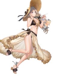Rule 34 | 1girl, bare shoulders, bikini, blonde hair, blue eyes, blush, bracelet, breasts, cleavage, collarbone, cup, female focus, fingernails, fire emblem, fire emblem: three houses, fire emblem heroes, floating, floating object, food, frilled bikini, frills, full body, hat, highres, holding, holding spoon, jewelry, kippu, leg up, long hair, mercedes von martritz, midriff, nail polish, navel, nintendo, official art, parfait, parted lips, sandals, see-through, solo, spoon, stomach, straw hat, swimsuit, toenail polish, toenails, transparent background