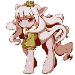 Rule 34 | animalization, blush, clearite, flower, hairband, idolmaster, idolmaster (classic), looking at viewer, my little pony, no humans, pony (animal), shijou takane, simple background, solo, white background