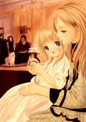 Rule 34 | 2girls, blonde hair, child, hair ornament, hairclip, mikazukimo, mother and daughter, multiple girls, source request