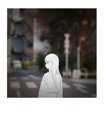 Rule 34 | 1girl, bang dream!, bang dream! it&#039;s mygo!!!!!, belt, blurry, blurry background, closed mouth, commentary request, crosswalk, highres, long hair, long sleeves, mole, mole under eye, official art, outdoors, photo background, profile, road, shiina taki, shu atelier, solo, street, tree, upper body