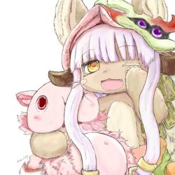 Rule 34 | 10s, artist request, brown eyes, furry, made in abyss, nanachi (made in abyss), open mouth, white hair