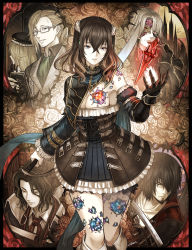 Rule 34 | alfred (bloodstained), black hair, blonde hair, bloodstained: ritual of the night, blue eyes, bodysuit, breasts, brown hair, candle, coat, detached sleeves, dominique (bloodstained), flower, flower tattoo, gauntlets, glasses, gradient hair, hair between eyes, hair ornament, hair over one eye, hat, highres, horns, johannes (bloodstained), large breasts, long hair, long sleeves, looking at viewer, medium breasts, miriam (bloodstained), moon, multicolored hair, multiple boys, night, orlok dracule, pale skin, pantyhose, short hair, simple background, smile, stained glass, sword, tattoo, tenyo0819, weapon, zangetsu (bloodstained)