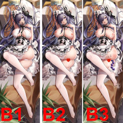 Rule 34 | 1girl, anal beads, arm up, ass, august von parseval (azur lane), august von parseval (the conquered unhulde) (azur lane), azur lane, black dress, black horns, black neckwear, body writing, breasts, breasts out, censored, cum, cum on hair, curled horns, dakimakura (medium), dress, female focus, full body, hair over one eye, heart, heart-shaped pupils, heart censor, horns, lactation, large breasts, leg up, long hair, mechanical horns, mouth hold, nipples, official alternate costume, open mouth, projectile lactation, purple eyes, purple hair, qi yuan zhi yu, sex toy, symbol-shaped pupils, tally, thighhighs, tongue, tongue out, very long hair, white dress, white thighhighs
