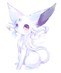Rule 34 | alternate color, alternate eye color, alternate shiny pokemon, artist name, bad id, bad pixiv id, blue eyes, creatures (company), espeon, from side, full body, game freak, gen 2 pokemon, heterochromia, hideko (l33l3b), looking at viewer, looking to the side, nintendo, no humans, pokemon, pokemon (creature), signature, simple background, sitting, solo, white background, yellow eyes