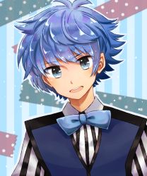 Rule 34 | 10s, 1boy, blue eyes, blue hair, bow, bowtie, fate/extra, fate/extra ccc, fate (series), hans christian andersen (fate), male focus, matching hair/eyes, motiumai, solo, vest