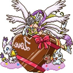 angel angel_girl angewomon chocomon cupimon digimon digimon_(creature) head_wings long_hair mask official_art tailmon wings