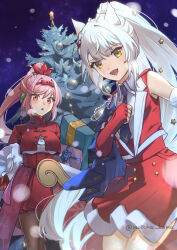 Rule 34 | 2girls, alternate costume, breasts, christmas ornaments, dress, glimmer (xenoblade), half-siblings, highres, large breasts, mio (xenoblade), multiple girls, ponytail, red hair, santa dress, siblings, sisters, xenoblade chronicles (series), xenoblade chronicles 3, xenoblade chronicles 3: future redeemed, yanagimachi