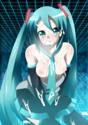 Rule 34 | blush, breasts, cum, hatsune miku, highres, large breasts, nipples, tears, vocaloid