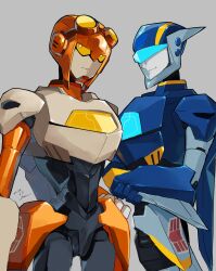 2boys aerialbot assault_visor colored_sclera goggles helmet highres humanoid_robot jetfire jetstorm machine mecha multiple_boys no_humans orange_sclera robot seikaigetsu transformers transformers_animated yellow_eyes