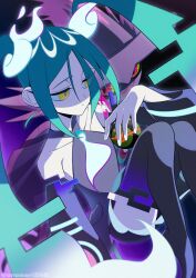 Rule 34 | 1girl, absurdres, aqua hair, black thighhighs, commentary, creatures (company), detached sleeves, dusk ball, game freak, gen 4 pokemon, ghost, ghost miku (project voltage), glitch, gradient hair, grey shirt, hair between eyes, hatsune miku, highres, holding, holding poke ball, long hair, mismagius, multicolored hair, necktie, nintendo, onomari546, poke ball, pokemon, pokemon (creature), project voltage, shirt, thighhighs, twintails, twitter username, very long hair, vocaloid, will-o&#039;-the-wisp (mythology), yellow eyes