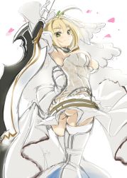 Rule 34 | 10s, 1girl, aestus estus, ahoge, animal print, arm up, armpits, ass, ass cutout, bare shoulders, belt, belt skirt, blonde hair, blush, bodysuit, breasts, bridal veil, butt crack, chain, cle masahiro, cleavage, closed mouth, clothing cutout, detached collar, detached sleeves, fate/extra, fate/extra ccc, fate (series), flower, from behind, from side, garter belt, gloves, green eyes, hair flower, hair intakes, hair ornament, highleg, highleg leotard, highres, holding, holding sword, holding weapon, kneepits, large breasts, leopard print, leotard, lock, long sleeves, looking at viewer, looking back, medium breasts, nero claudius (bride) (fate), nero claudius (bride) (second ascension) (fate), nero claudius (fate), nero claudius (fate) (all), outstretched arm, padlock, petals, puffy detached sleeves, puffy sleeves, reverse grip, short hair, sideboob, simple background, sketch, skirt, skirt hold, smile, solo, standing, strapless, strapless leotard, studded belt, sword, thigh strap, twisted torso, veil, weapon, white background, white flower, white gloves, white legwear, white leotard, white skirt, wide sleeves, zipper