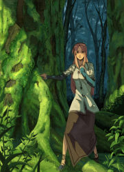 Rule 34 | 1girl, forest, kirio, long hair, long skirt, minami (yuumi kirio), nature, pink hair, skirt, solo, tree