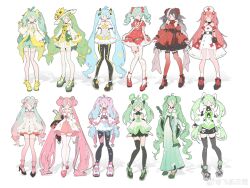 Rule 34 | 6+girls, absurdly long hair, absurdres, ahoge, animal ears, anklet, antenna hair, apron, aqua hair, arrow print, asymmetrical legwear, asymmetrical sleeves, bare shoulders, beads, belt, black arm warmers, black belt, black bow, black eyes, black footwear, black pantyhose, black ribbon, black scrunchie, black shorts, black skirt, black sleeves, black socks, blue hair, boots, bow, bow button, bow legwear, bowtie, braid, brooch, brown hair, buckle, buttons, cat ears, center frills, cherry blossoms, chinese commentary, cleavage cutout, clothing cutout, cloudyman, commentary request, cross, cross-laced clothes, cross-laced dress, cross-laced footwear, cross print, crown braid, deformed, detached sleeves, double bun, dress, dress bow, drill hair, drink, drinking straw, fake animal ears, fern, first aid kit, flower, food, food-themed hair ornament, footwear bow, frilled sleeves, frilled thighhighs, frills, fruit, full body, glass, gloves, goggles, goggles on head, gradient clothes, gradient dress, gradient hair, gradient jacket, gradient legwear, green bow, green bowtie, green dress, green footwear, green hair, green jacket, green shorts, grey dress, grey footwear, hair between eyes, hair bow, hair bun, hair ornament, hair ribbon, hair scrunchie, hairband, hakama, halter dress, halterneck, hand up, hat, hat flower, hatsune miku, heart, heart-shaped buckle, heart antenna hair, heart cutout, heart print, high belt, high heel boots, high heels, highres, holding, holding drink, holding plant, jacket, japanese clothes, jewelry, kiwi (fruit), kiwi slice, lace, lace-trimmed skirt, lace trim, layered sleeves, leaf hair ornament, leg cutout, lemon, lemon hair ornament, lemon slice, lemonade, lolita hairband, long dress, long hair, long sleeves, low-tied long hair, low twin braids, mary janes, miniskirt, mismatched legwear, mismatched sleeves, multicolored hair, multiple girls, no mouth, nurse cap, o-ring, o-ring belt, over-kneehighs, pantyhose, peach print, petals, petticoat, pink bow, pink bowtie, pink flower, pink footwear, pink hair, pink skirt, pink socks, pink thighhighs, plant, pleated skirt, polka dot, polka dot dress, puffy long sleeves, puffy shorts, puffy sleeves, red bow, red bowtie, red cross, red dress, red flower, red footwear, red rose, red scrunchie, red thighhighs, ribbon, ribbon-trimmed hairband, rose, rose petals, round eyewear, scrunchie, shadow, shoes, short dress, short hair, short over long sleeves, short sleeves, shorts, shoulder cutout, single leg pantyhose, single over-kneehigh, single strap, single thighhigh, skirt, skirt under dress, sleeve bow, sleeveless, sleeveless dress, sleeves past fingers, sleeves past wrists, sneakers, socks, solid oval eyes, spaghetti strap, sprout on head, standing, star (symbol), star brooch, star hair ornament, stiletto heels, strapless, strapless dress, straw hat, strawberry, streaked hair, striped bow, striped clothes, striped dress, sun hat, sunflower, thigh boots, thigh strap, thighhighs, twin braids, twin drills, twintails, two-sided dress, two-sided fabric, two-tone dress, two-tone footwear, two-tone hair, variations, veil, vertical-striped clothes, vertical-striped dress, very long hair, vocaloid, waist bow, wavy hair, weibo watermark, white-framed eyewear, white apron, white background, white bow, white dress, white footwear, white gloves, white hair, white hairband, white hat, white jacket, white pantyhose, white sleeves, white socks, white thighhighs, wide sleeves, wrist bow, wrist scrunchie, yellow bow, yellow dress, yellow flower, yellow footwear