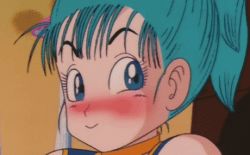 Rule 34 | 1980s (style), 1girl, animated, animated gif, blue eyes, blue hair, blush, bulma, dragon ball, heart, looking at viewer, lowres, retro artstyle, one eye closed, ponytail, retro artstyle, wink