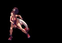 Rule 34 | animated, animated gif, bouncing breasts, breasts, brown hair, cleavage, fatal fury, king of fighters xiii, long hair, lowres, ninja, pixel art, ponytail, shiranui mai, snk, the king of fighters, the king of fighters xiii