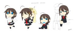 Rule 34 | 10s, puff of air, ^ ^, admiral (kancolle), ahoge, black hair, black ribbon, black shirt, black socks, blouse, blue eyes, blush, braid, carrying, chibi, closed eyes, closed mouth, dated, eating, flying sweatdrops, food, food in mouth, hair flaps, hair ribbon, half-closed eyes, heart, holding, holding hands, holding paper, kantai collection, kneehighs, legs together, military, military uniform, mouth hold, multiple views, open mouth, paper, paper stack, piggyback, pleated skirt, popsicle, rayvon, ribbon, shigure (kancolle), shirt, short sleeves, side braid, sidelocks, sitting, skirt, sleeping, smile, socks, sweatdrop, uniform, yuudachi (kancolle), zzz