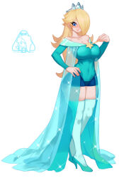 Rule 34 | blonde hair, blue eyes, breasts, large breasts, little blood, mario (series), nintendo, one eye covered, rosalina, super mario galaxy