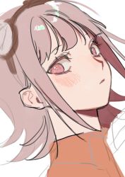 Rule 34 | 1girl, alternate costume, bad id, bad twitter id, blush, danganronpa (series), danganronpa 2: goodbye despair, expressionless, from side, goggles, goggles on head, looking at viewer, nanami chiaki, parted lips, pink eyes, portrait, sideways glance, simple background, sketch, solo, yp (pypy 5 )