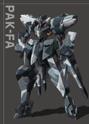 Rule 34 | absurdres, aircraft, airplane, character name, colorized, glowing, glowing eyes, highres, mecha, mechanization, mituo (mitsuo), muv-luv, no humans, original, pak fa, robot, russia, signature, solo, star (symbol), uh83